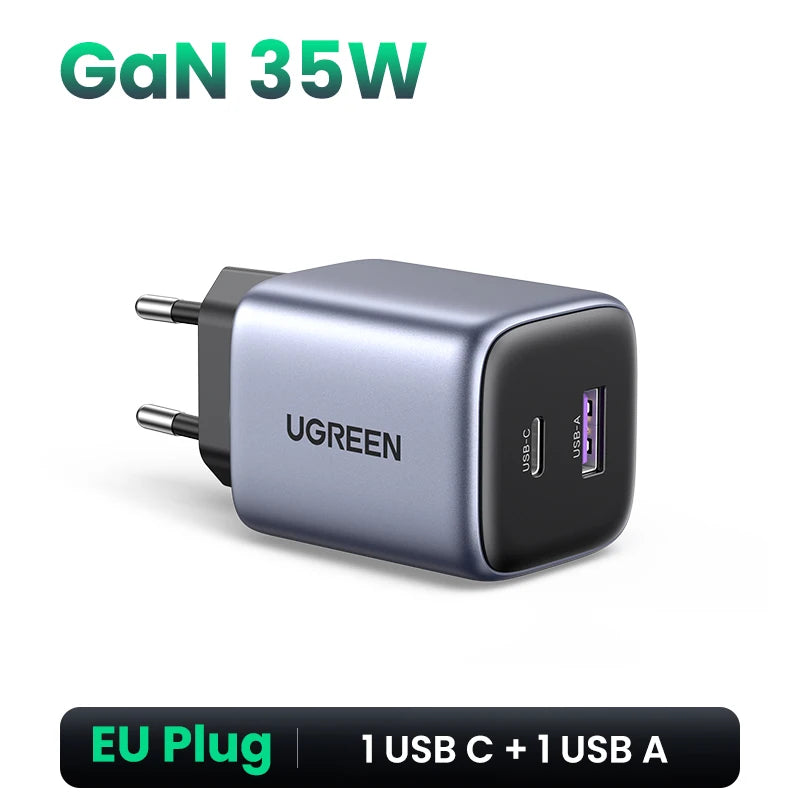 Gan 35W Charger USB Charger PD3.0 QC3.0 Quick Charger for Iphone 15 14 13 Pro Samsung Xiaomi Ipad Pro USB C Fast Charger