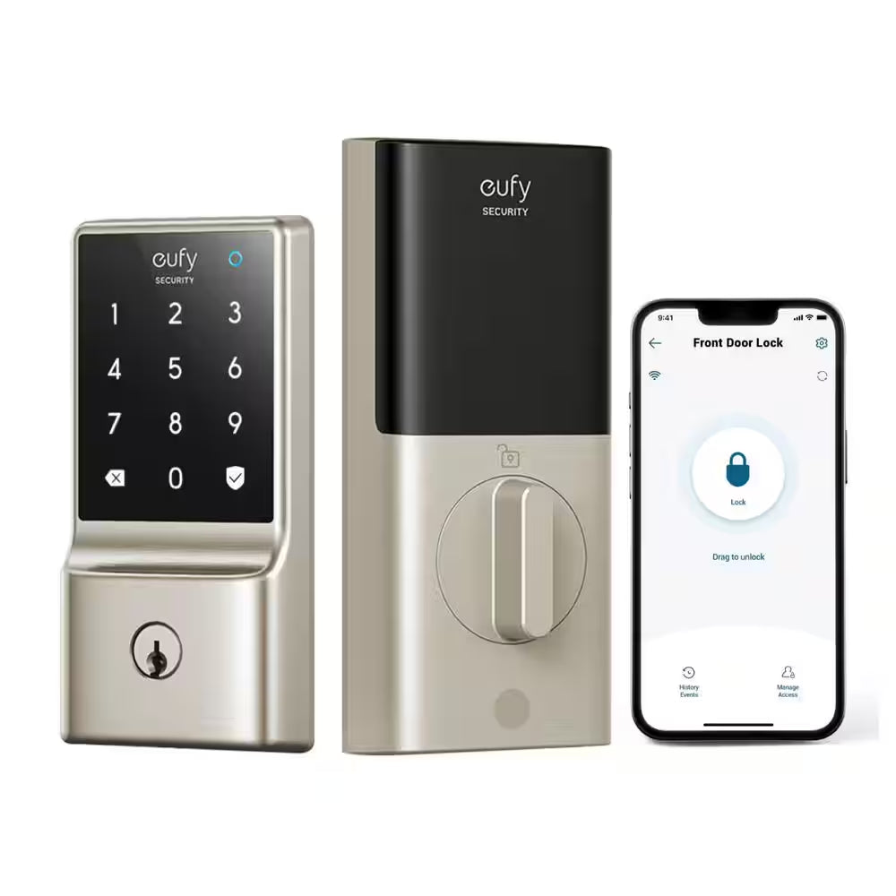 C210 Satin Nickel Smart Lock Wi-Fi with 5-In-1 Ways to Unlock by App, Keypad, Key, Apple Watch and Smart Assistants