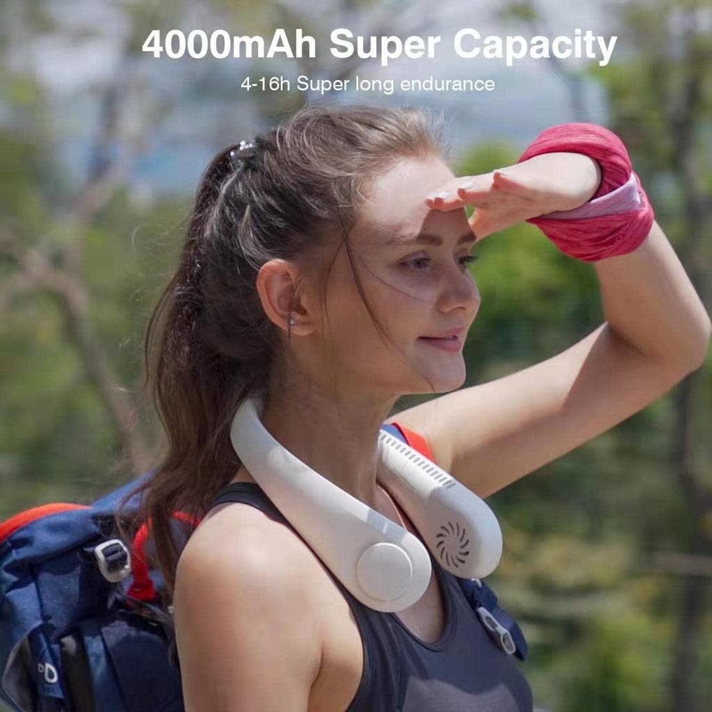 Portable Hanging Neck Fan,Battery Operated Bladeless Neck Fan,Rechargeable Personal Cooling Fan,Wearable Personal Neck Fan with 3 Wind Speeds for Office Sports Traveling Unique for Father