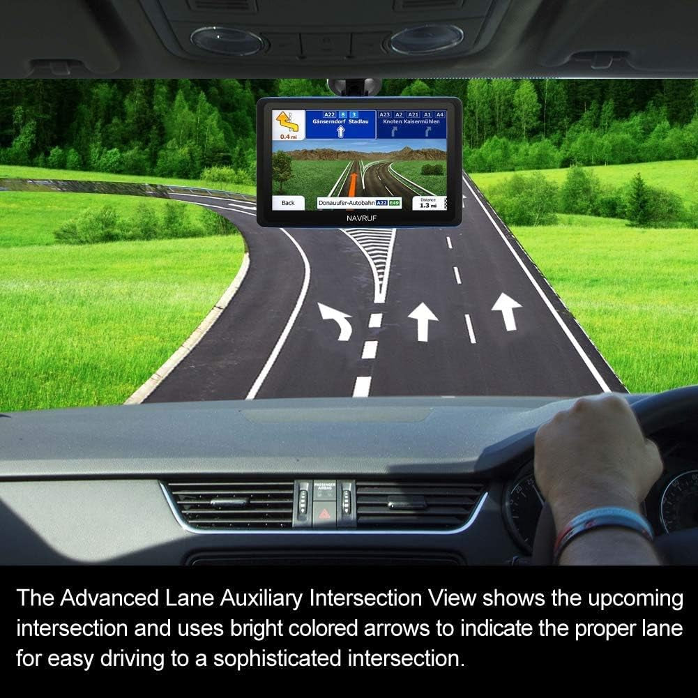 Car GPS Navigator, 7 Inch Car GPS Navigation System 8GB Voice Navigation, Driving Alarm, Voice Transition Direction, with Sun Visor and Free Lifetime Update Map