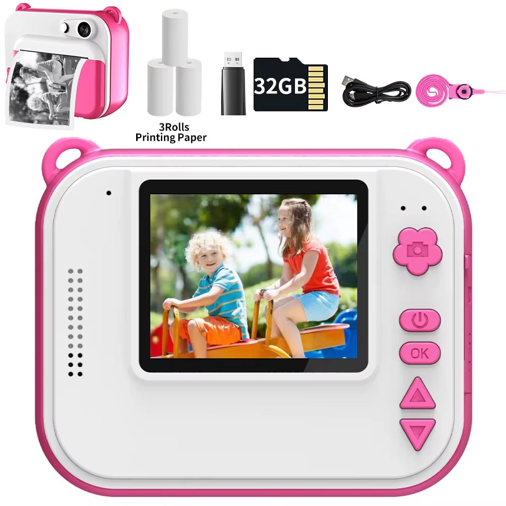 Children Instant Print Camera Thermal Printing Kids Camera Instant Print Camera for Children 1080P HD Video Photo Camera Toys