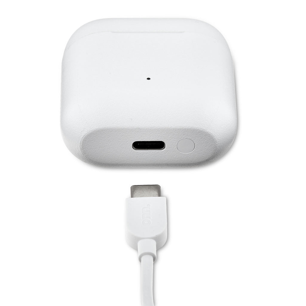 Bluetooth Wireless Earphones with Environmental Noise Canceling Microphones and Charging Case, White