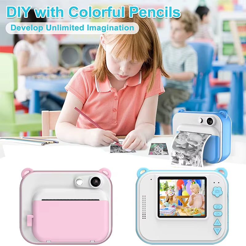 Children Instant Print Camera Thermal Printing Kids Camera Instant Print Camera for Children 1080P HD Video Photo Camera Toys