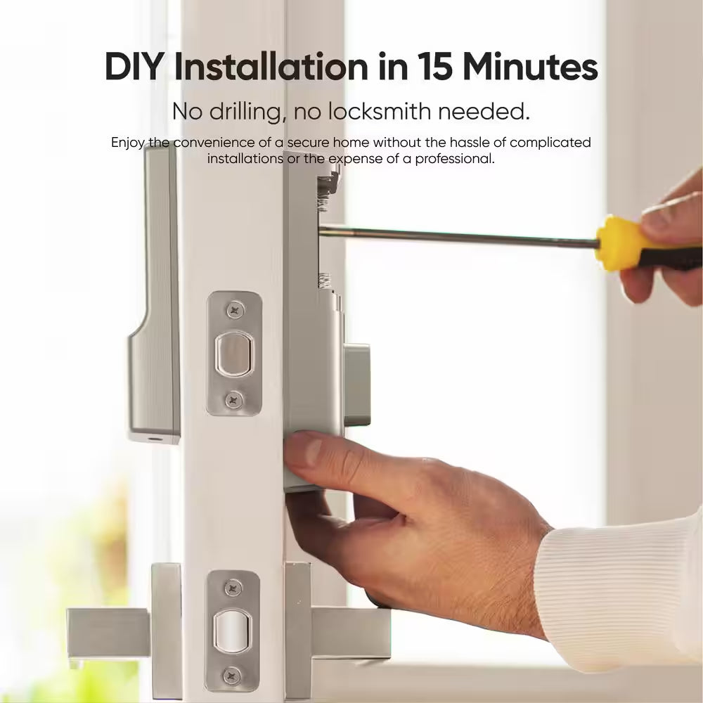 C210 Satin Nickel Smart Lock Wi-Fi with 5-In-1 Ways to Unlock by App, Keypad, Key, Apple Watch and Smart Assistants