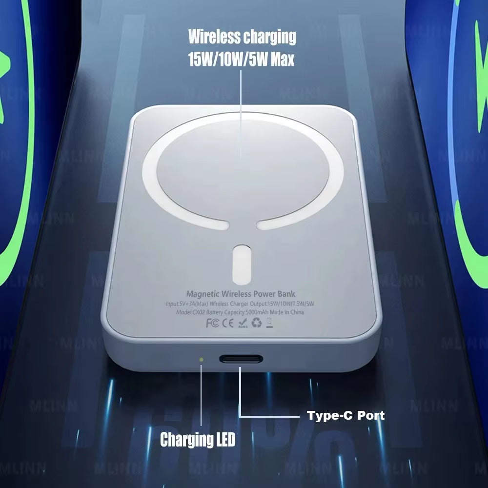 Magnetic Powerbank for Apple External Battery Portable Wireless Power Bank Charger for Magsafe Iphone Spare Battery