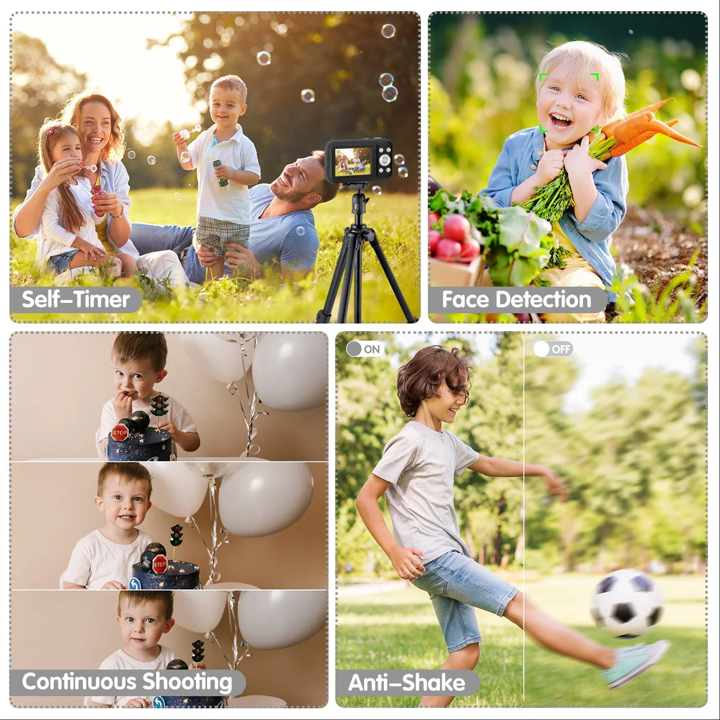 Digital Camera Kids Camera with 32GB Card FHD 1080P 44MP Vlogging Camera 16X Digital Zoom Portable Camera (Black)