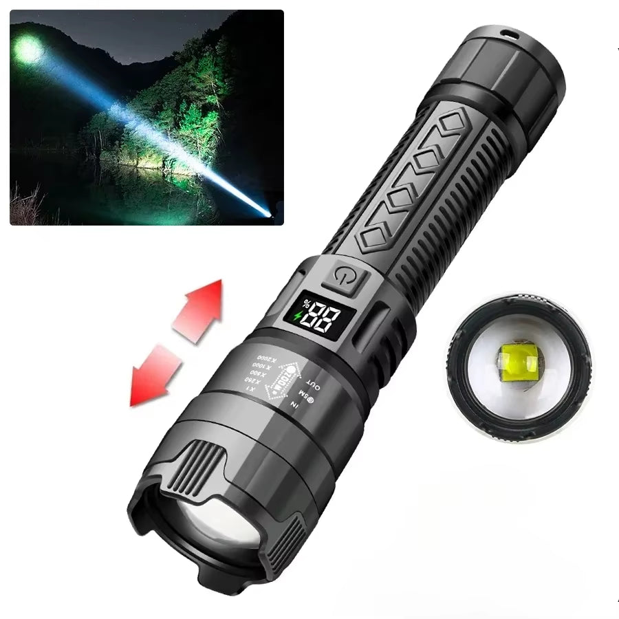 High Power Flashlight Type C Rechargeable Led Flashlight Powerful Torch Light for Camping Hiking Flash Light