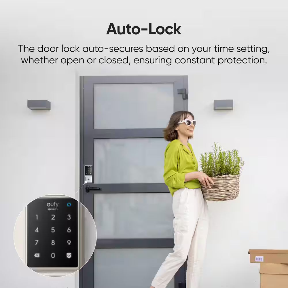 C210 Satin Nickel Smart Lock Wi-Fi with 5-In-1 Ways to Unlock by App, Keypad, Key, Apple Watch and Smart Assistants