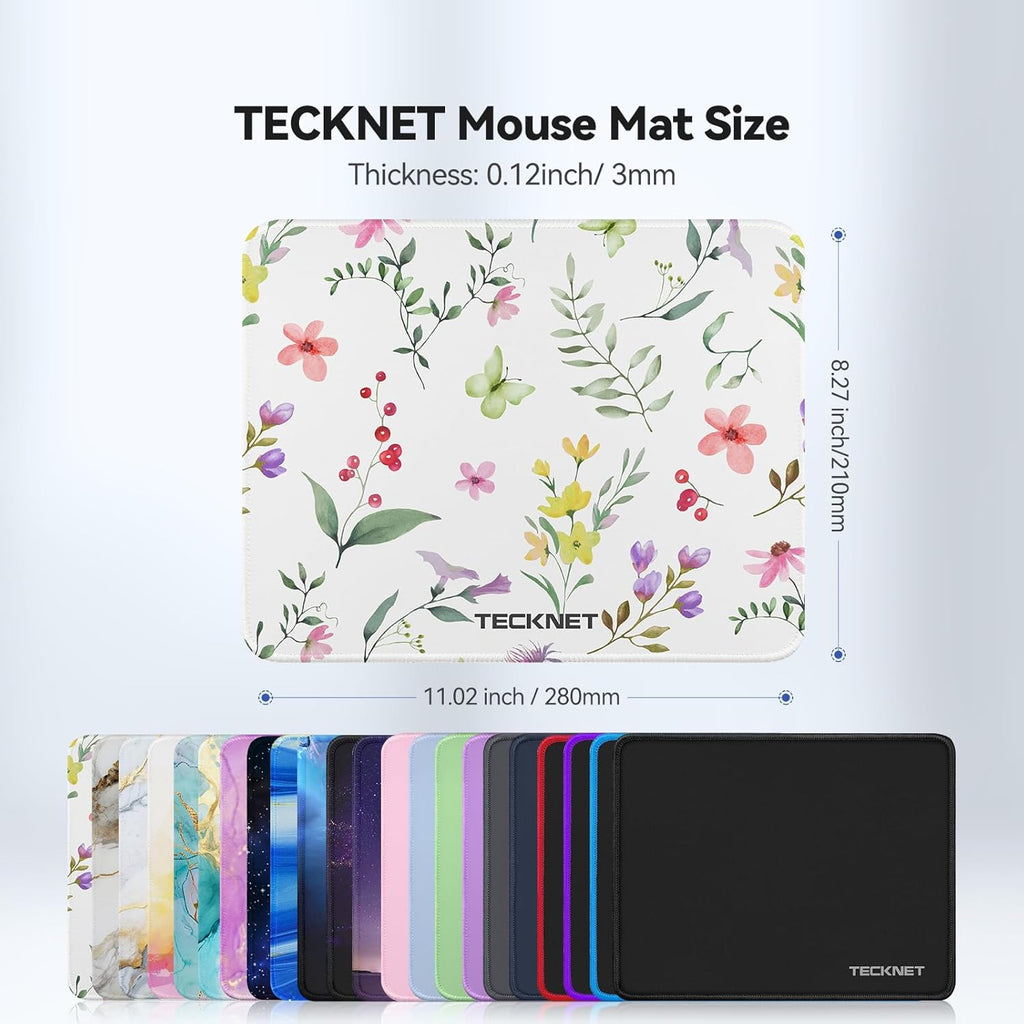 Mouse Pad with Anti-Fray Stitching, Waterproof Surface & Non-Slip Rubber Base with Stitched Edges Gaming Mouse Mat for Laptop，Compatible with Laser and Optical Mice - Flower