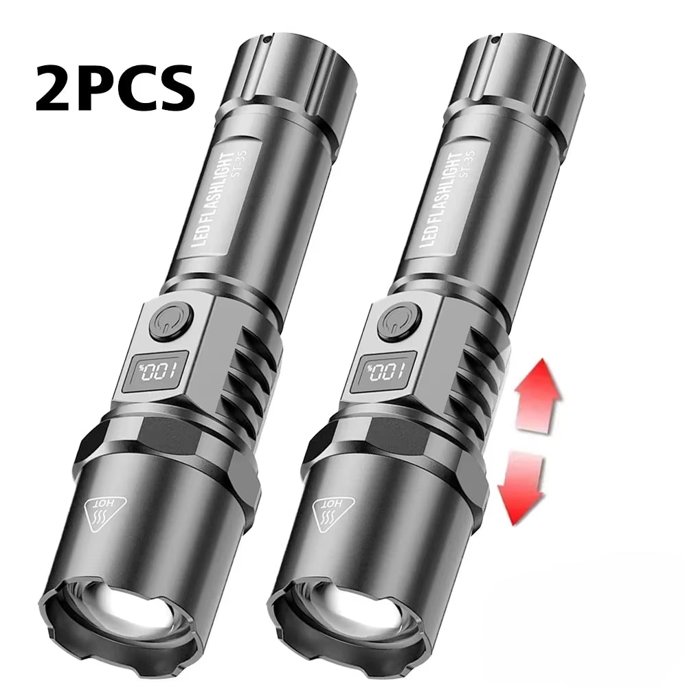 High Power Flashlight Type C Rechargeable Led Flashlight Powerful Torch Light for Camping Hiking Flash Light