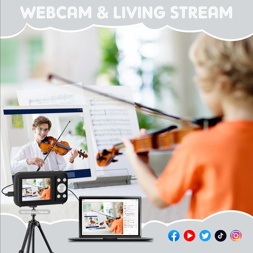 Digital Camera Kids Camera with 32GB Card FHD 1080P 44MP Vlogging Camera 16X Digital Zoom Portable Camera (Black)