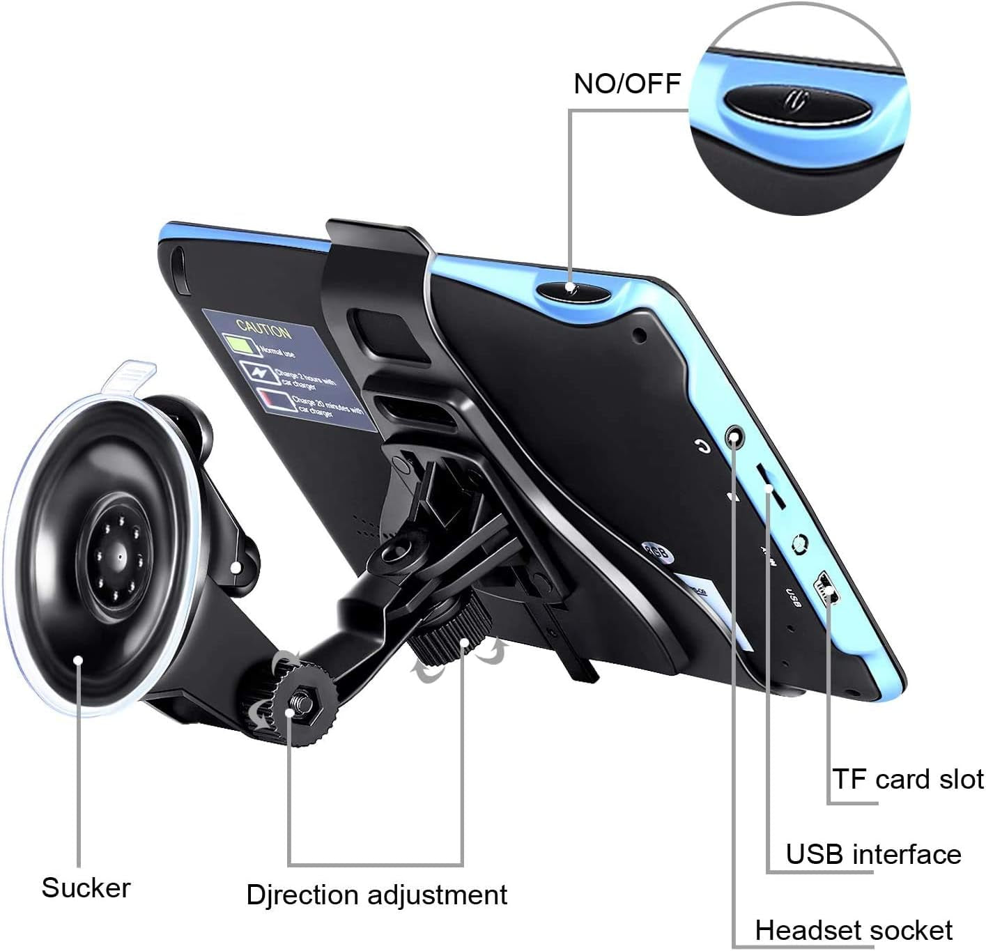 Car GPS Navigator, 7 Inch Car GPS Navigation System 8GB Voice Navigation, Driving Alarm, Voice Transition Direction, with Sun Visor and Free Lifetime Update Map