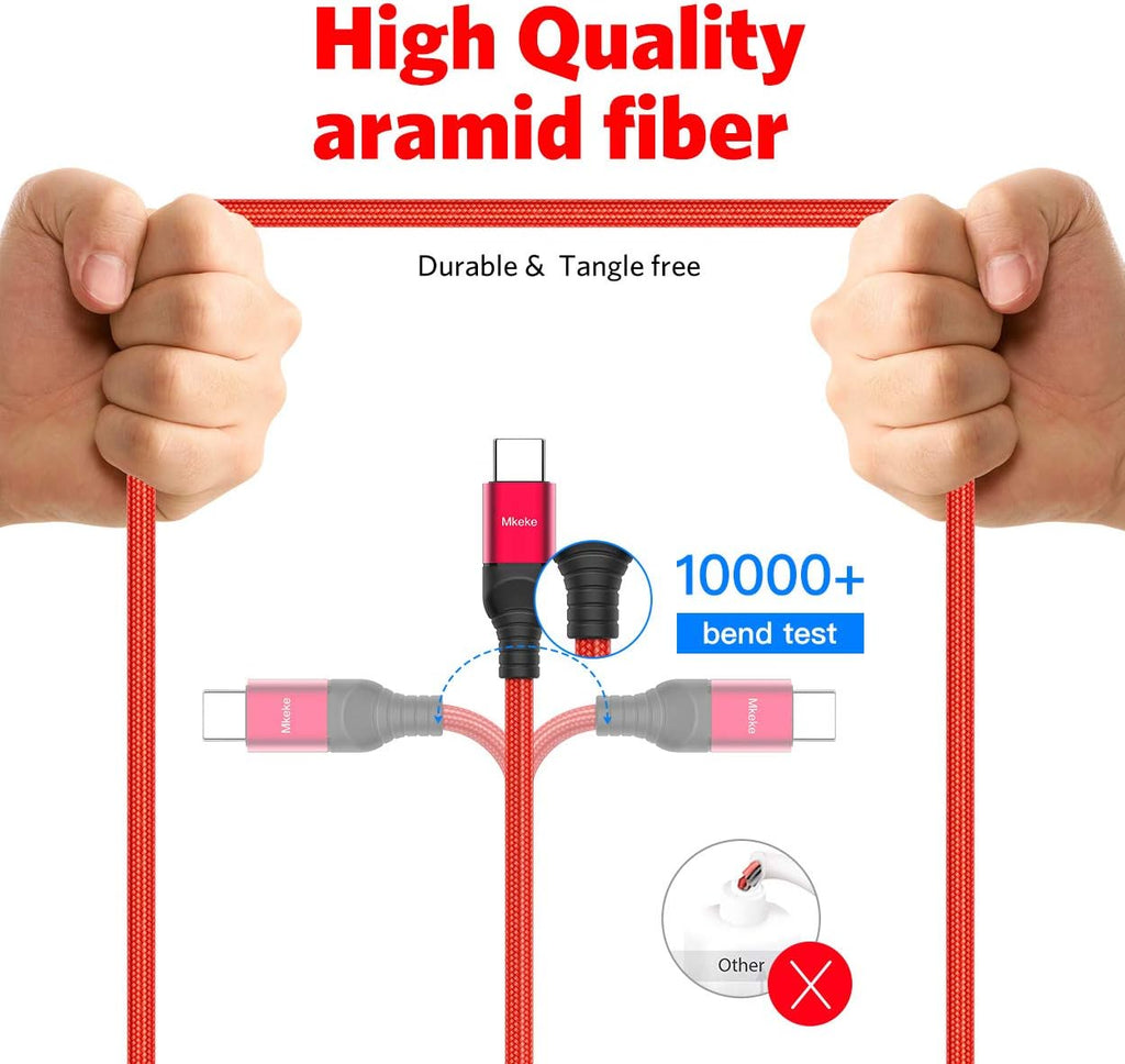 Mkeke 3 Pack 5.9Ft USB 2.0 Male-To-Male Data Sync & Fast Charge Cable for Smartphones, Laptops, Tablets