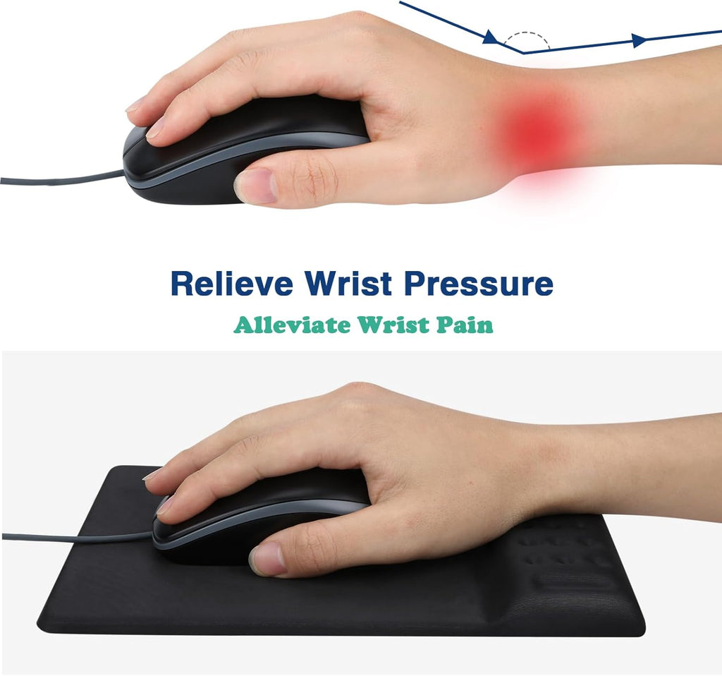 Keyboard Wrist Rest & Mouse Pad with Wrist Support Set, Memory Foam Ergonomic Wrist Pad for Computer Keyboard Laptop Wrist Rest, Arm Rest for Desk Accessories in Home Office School(Black)