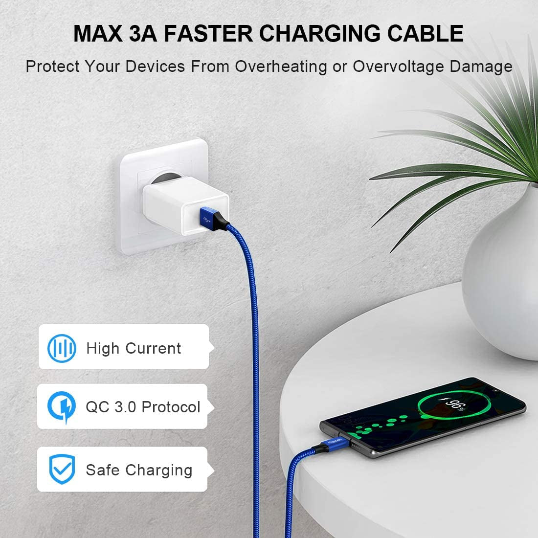 Extra Long USB C Cable [15Ft, 2-Pack], Fast Charge 15 Feet USB a to USB Type C Cable 2.0, Super Durable Nylon Braided USB-C Charger Charging Cord - Blue