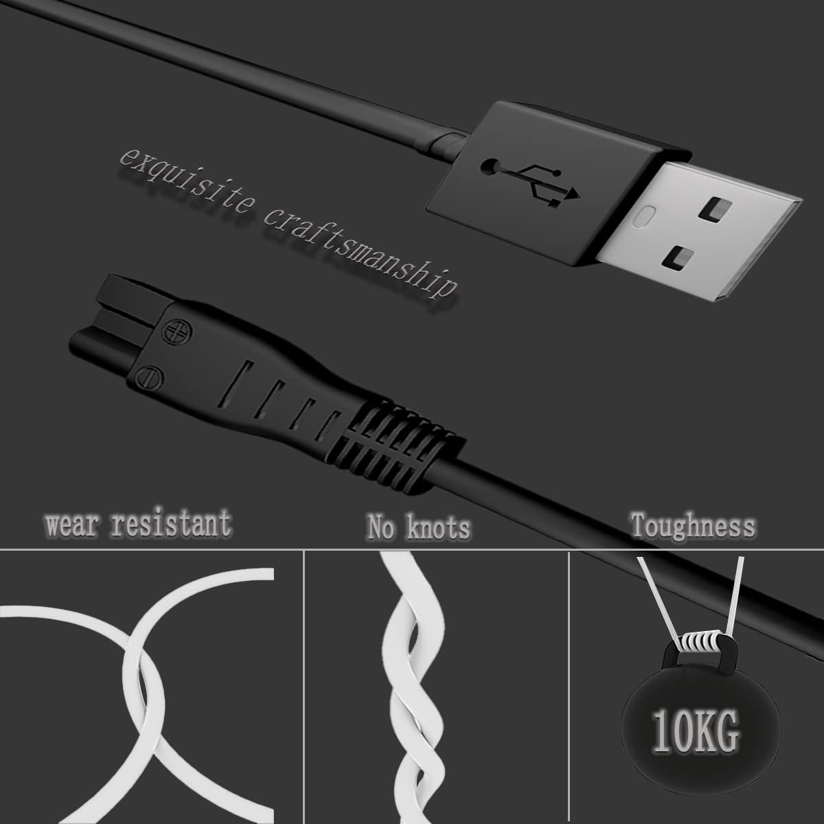 Replacement Cord for Meridian Grooming Charger | Power Cord for Meridian Shaver Charger | Adapter Charger Cable for Meridian Trimmer Charger