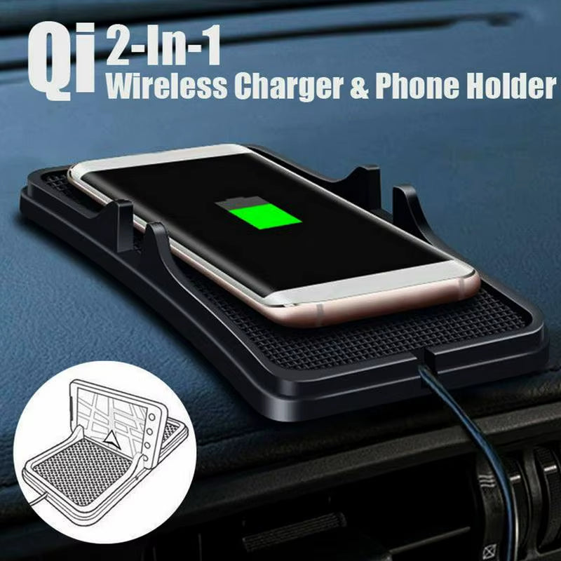 Wireless Car Charger Wireless Phone Charger Mat for Auto Cordless Phone Charger Non-Slip Cell Phone Charger Pad for Car Home