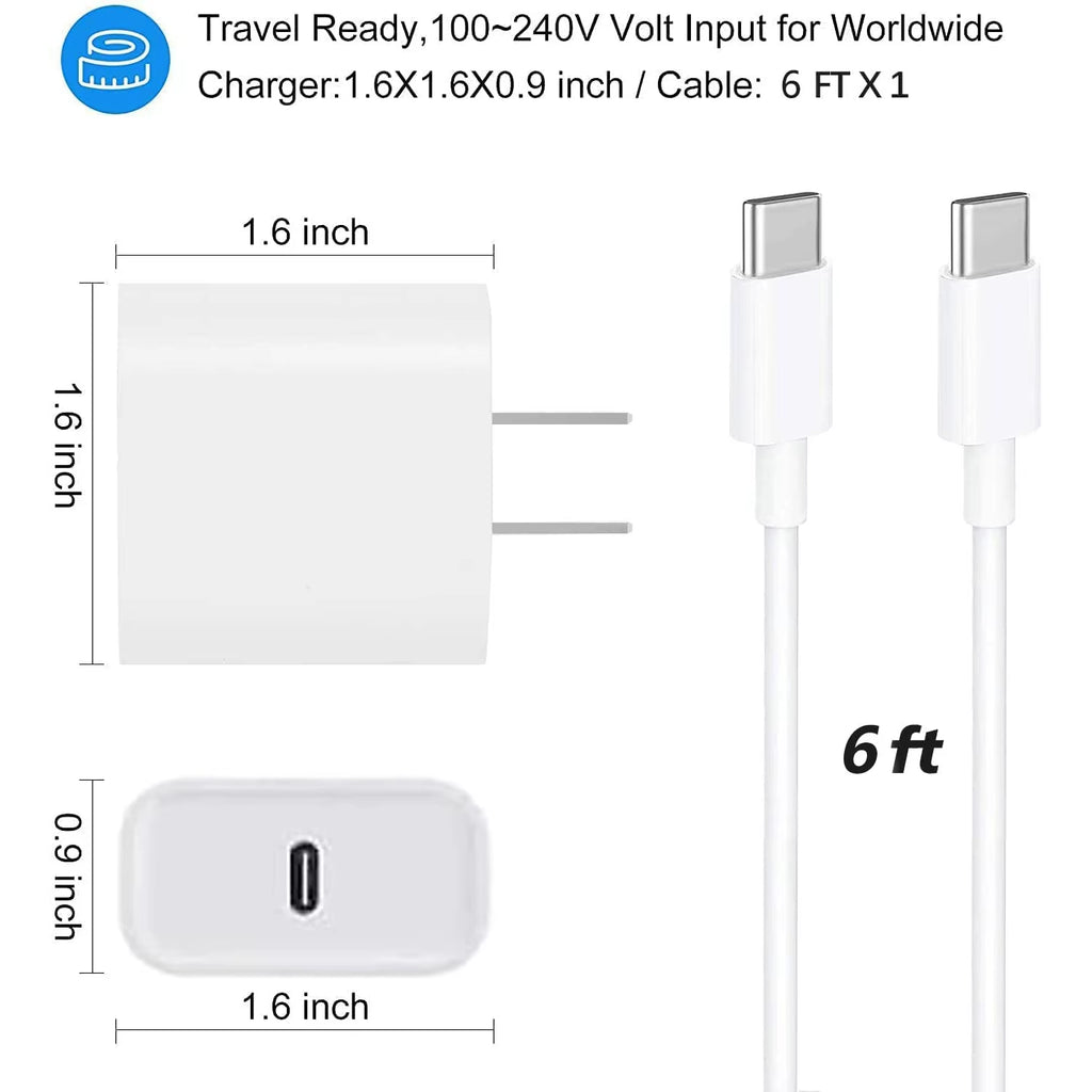 For Iphone16 Charger Fast Charging,For Iphone15 Charger,For Ipad Charger Fast Charging Wall Charger with 6FT USB C to C Cable