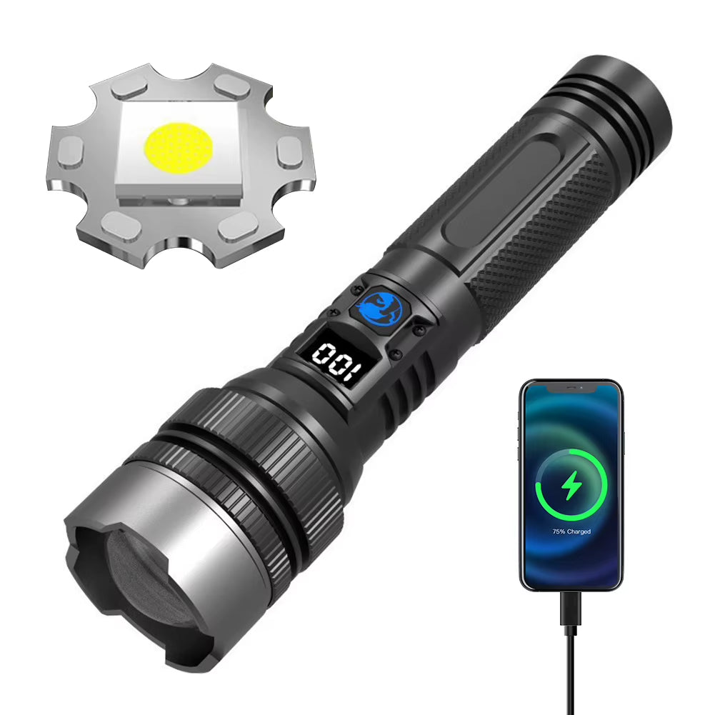LED Flashlight Rechargeable Flashlight Zoomable Flash Light Handheld Flashlight for Camping Hiking Outdoor Home Emergency
