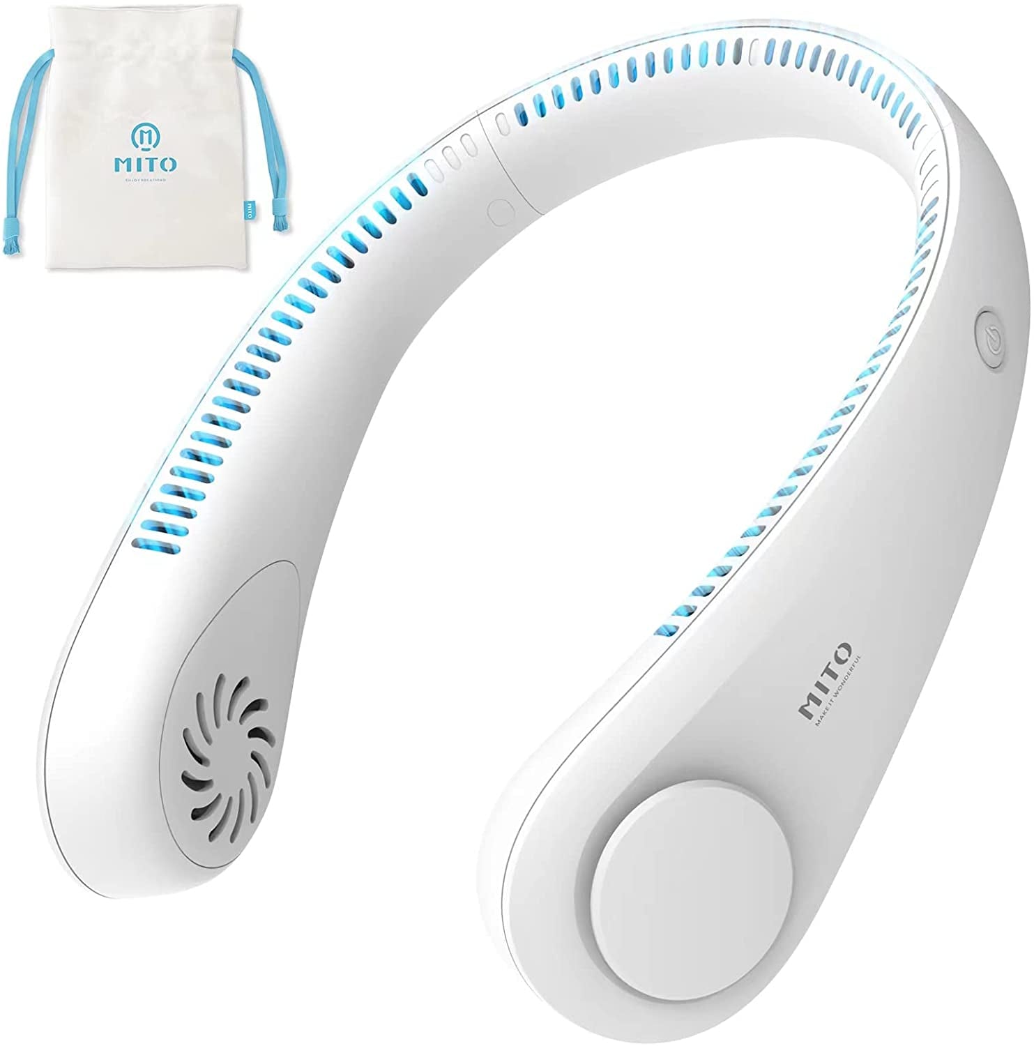 Portable Hanging Neck Fan,Battery Operated Bladeless Neck Fan,Rechargeable Personal Cooling Fan,Wearable Personal Neck Fan with 3 Wind Speeds for Office Sports Traveling Unique for Father