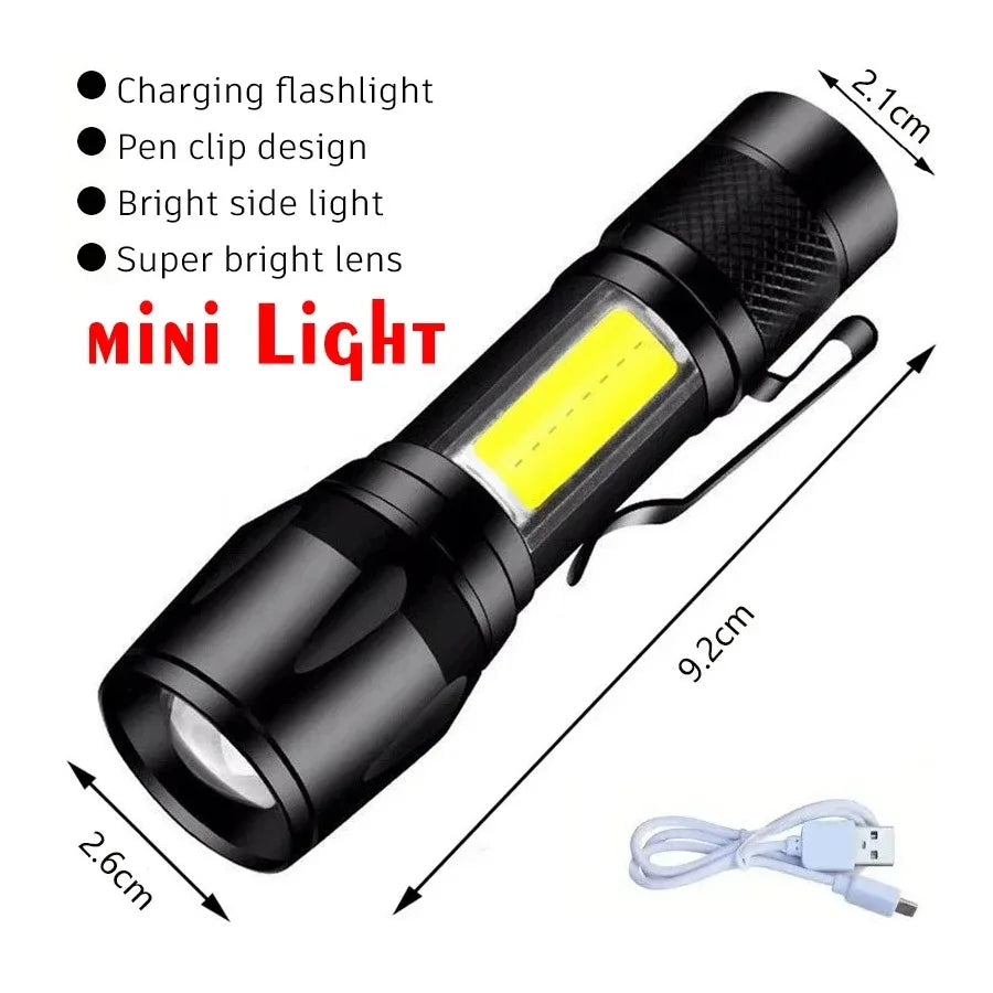 High Power Flashlight Type C Rechargeable Led Flashlight Powerful Torch Light for Camping Hiking Flash Light