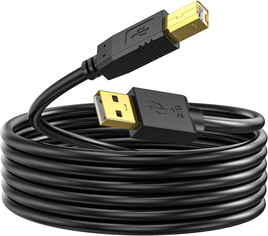 Printer Cable 25 FT - USB a to USB B Printer Cable Compatible with HP, Canon, Brother, Dell, Epson and More