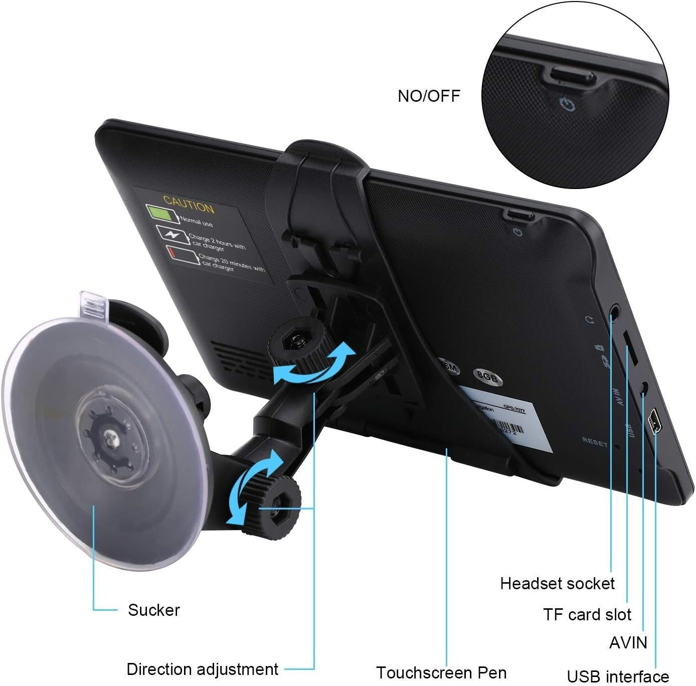 Car Truck GPS Navigation 7 Inch Touch Screen 2023 Maps Spoken Direction