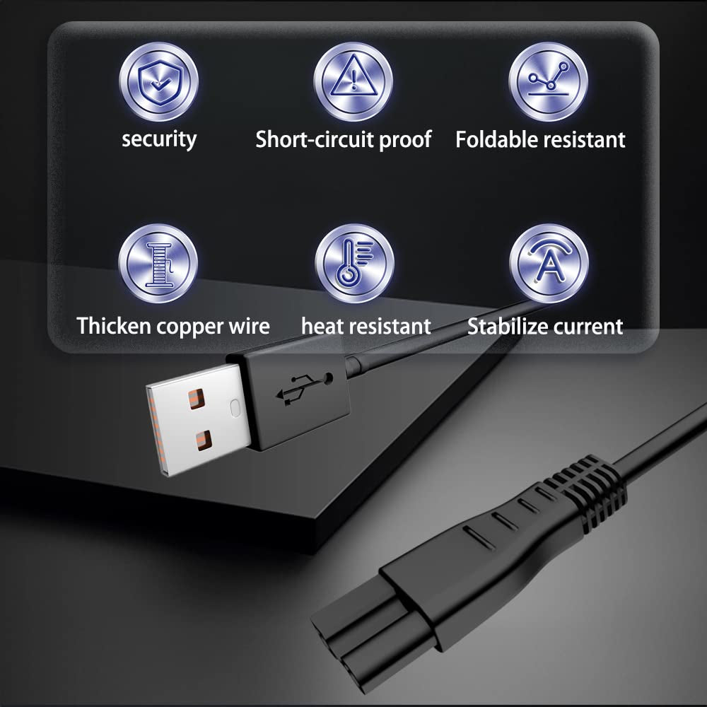 Replacement Cord for Meridian Grooming Charger | Power Cord for Meridian Shaver Charger | Adapter Charger Cable for Meridian Trimmer Charger