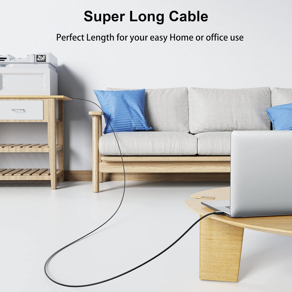 Printer Cable 25 FT - USB a to USB B Printer Cable Compatible with HP, Canon, Brother, Dell, Epson and More