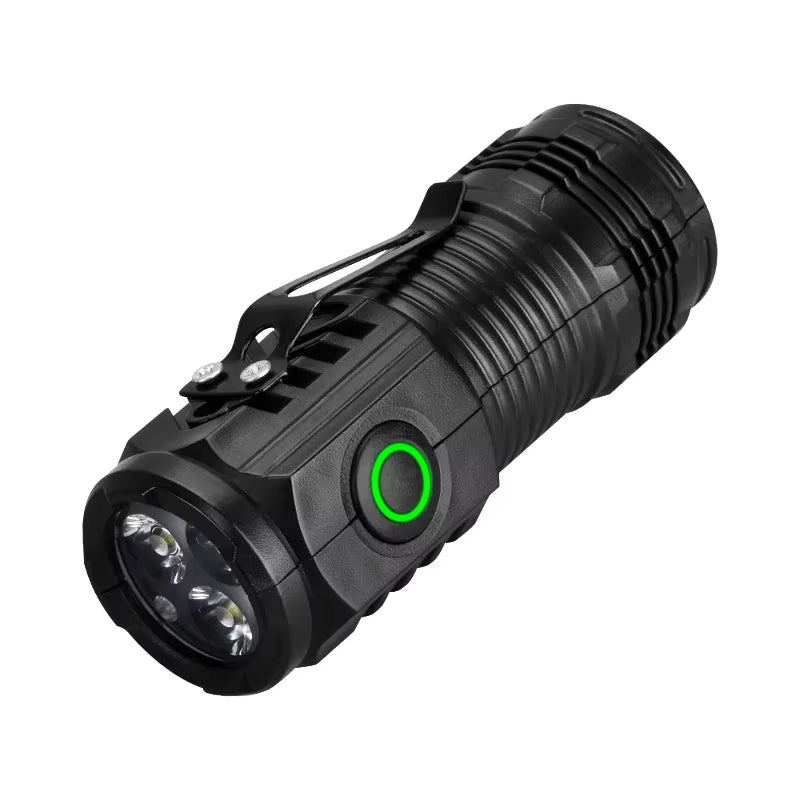 Portable Mini LED Flashlight 3LED Ultra Strong Light Flash Light USB Rechargeable Built-In Battery with Pen Clip
