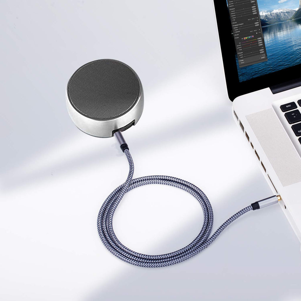 3.5Mm Nylon Braided Aux Cable 15Ft, Audio Auxiliary Input Adapter Male to Male Cord for Headphones, Car, Home Stereos, Speaker, Iphone, Ipad, Ipod & More(15Ft/5M, Silver)