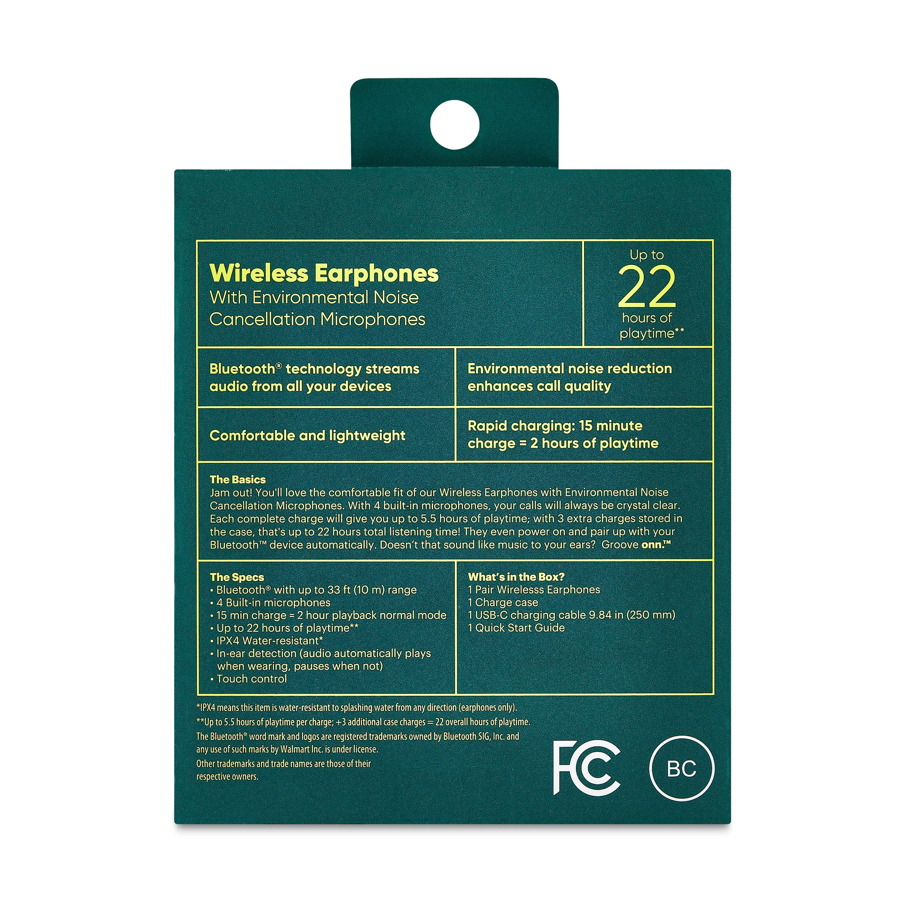 Bluetooth Wireless Earphones with Environmental Noise Canceling Microphones and Charging Case, White