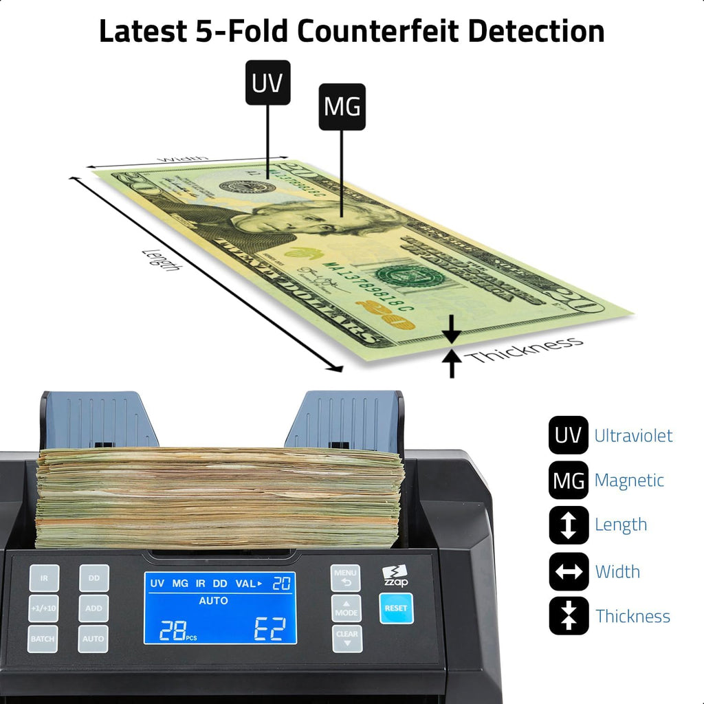 Bill Value Counter & Counterfeit Detector - Money Cash Currency Machine (NC25)