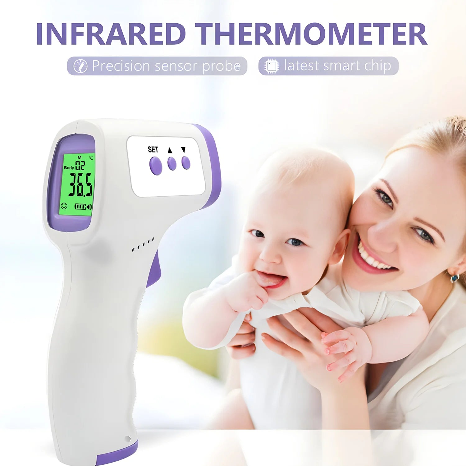 Digital Infrared Thermometer Forehead Body Non-Contact Fever Thermometers or Medical Portable Finger Pulse Oximeter Blood Oxygen