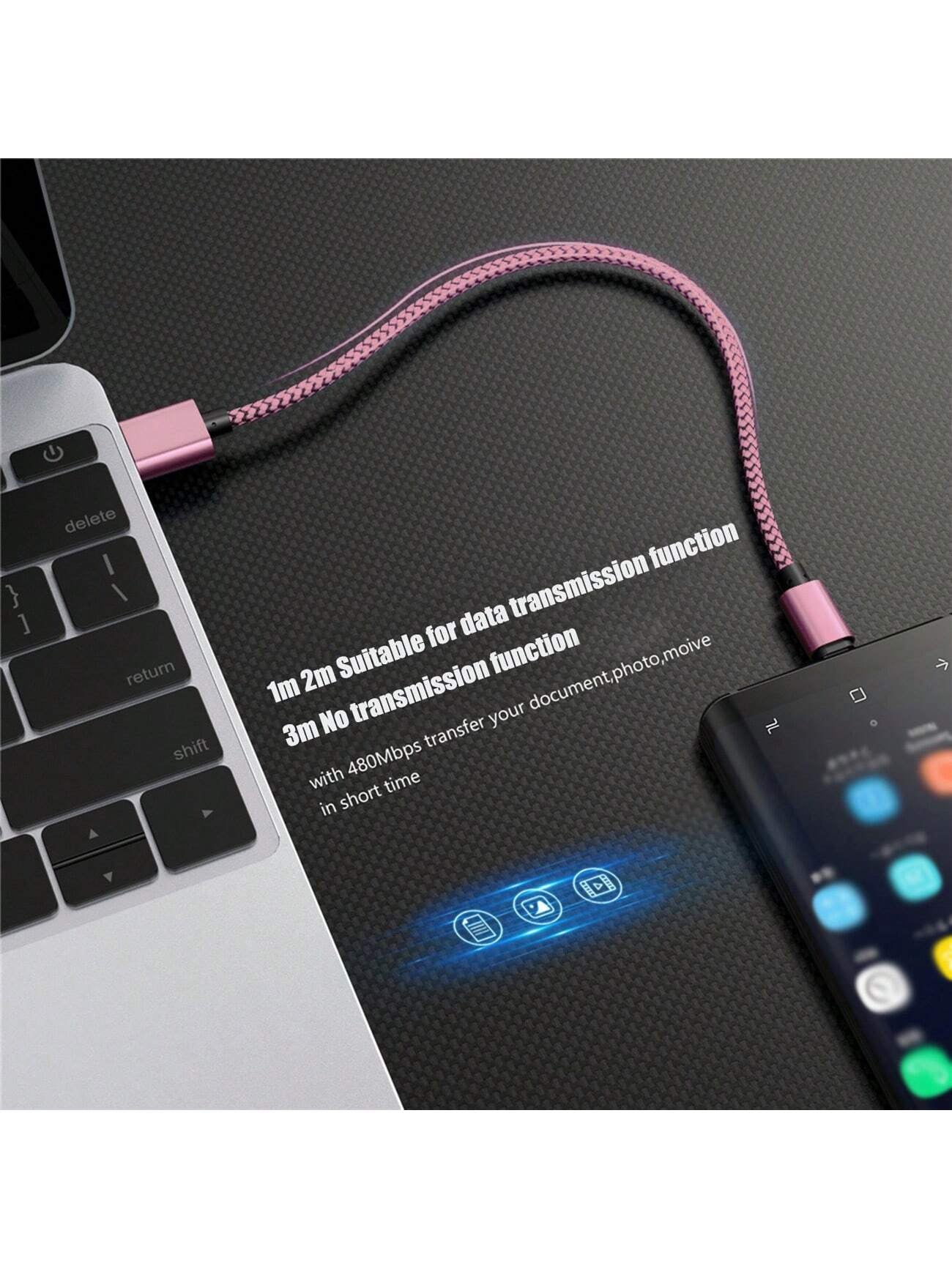 60W USB-A to Type-C Fast Charger Cable, USB Type-C Nylon Braided Mobile Phone Charging Data Cable, Compatible with Samsung Galaxy S25 S24 S23 S22 S21 S10, Note 20 10 9 A51 G8 G7, Pixel, One plus and Other Mobile Phones Fast Charging USB C