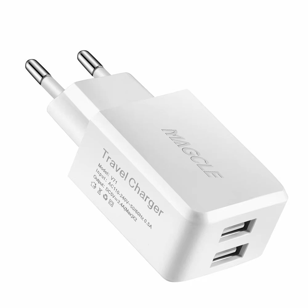 Dual USB Charger 5V2.4A Wall Charger for Mobile Phone Dual USB Port Travel Wall Charger Smart Phone USB Charger Adapter