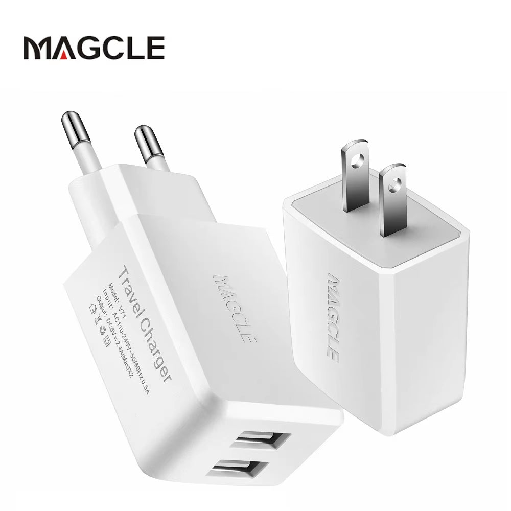 Dual USB Charger 5V2.4A Wall Charger for Mobile Phone Dual USB Port Travel Wall Charger Smart Phone USB Charger Adapter