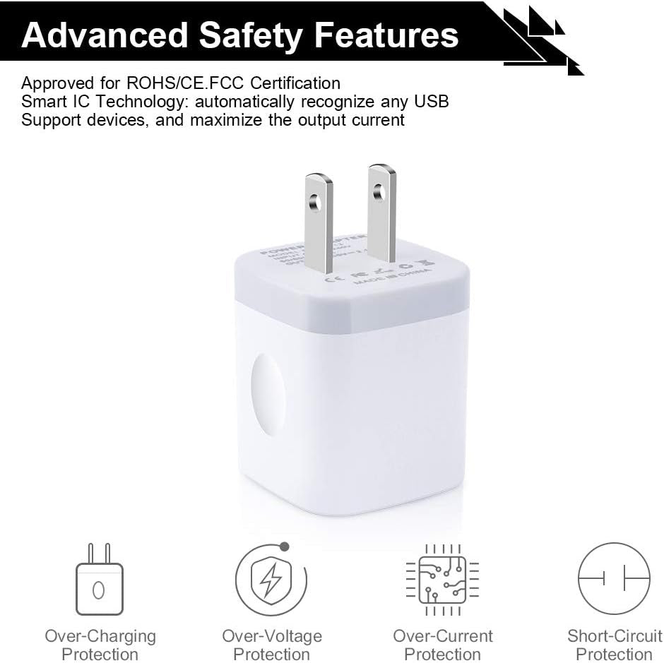 USB Cube Wall Charger, 2 Port Charging Box 4Pack 2.1A/5V Home Travel Plug USB Power Adapter Charging Station Base for Iphone 16E 16 15 14 13 12 11 Pro Max XR XS X 8 7 6 Plus, Ipad, Ipod,Samsung