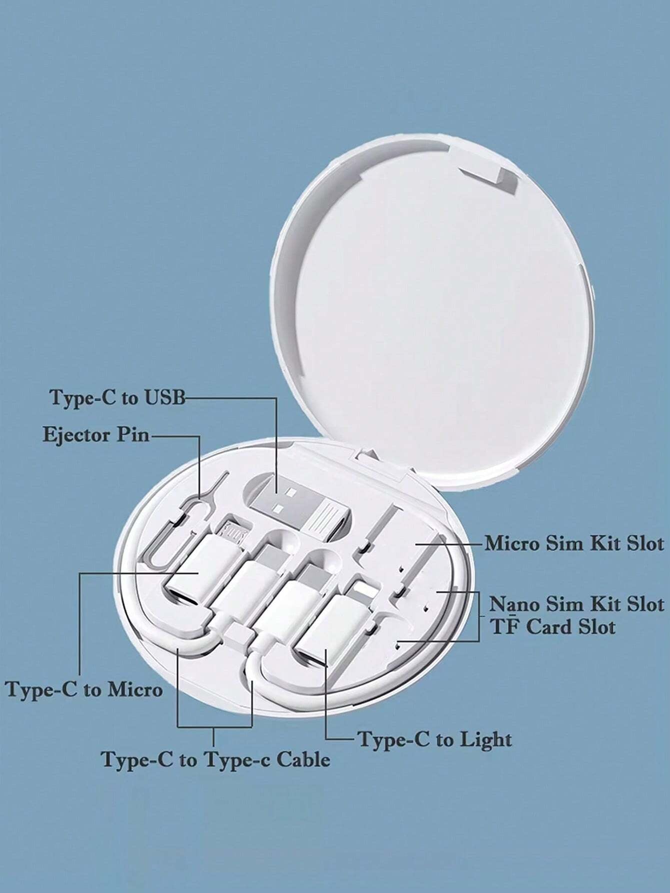 Gesen USB Adapter Kit with Charging Cables, Phone Stand, Holder Tray, Ejector Pin, Data Cables Compatible with Iphone/Android/Type-C/