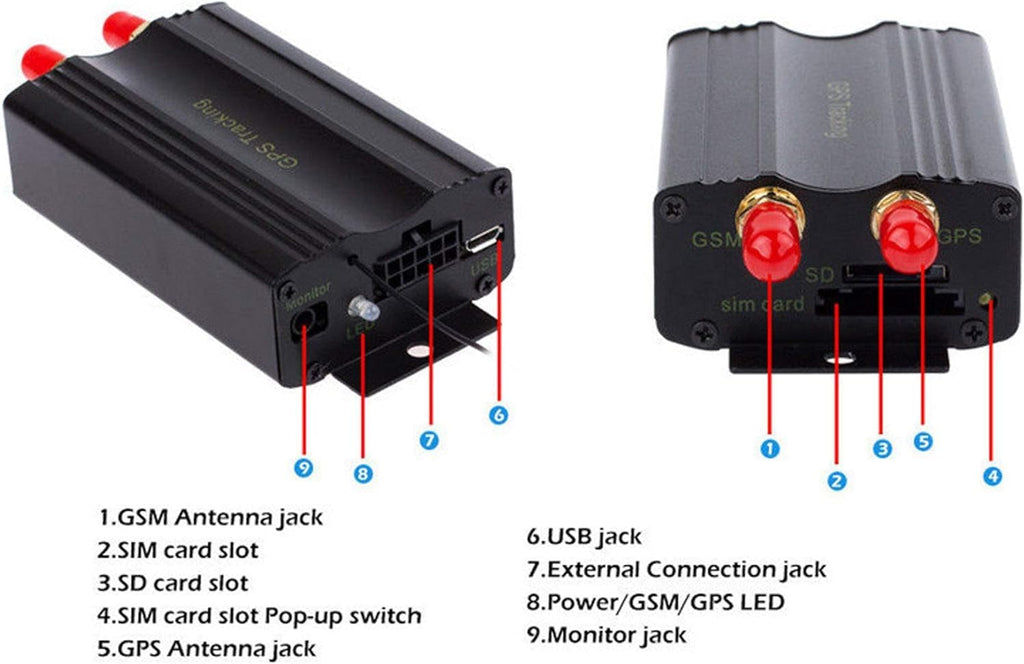 Vehicle Car GPS Tracker TK103A, GSM Alarm SD Card Slot Anti-Theft Realtime Spy for GSM GPRS GPS System Tracking Device