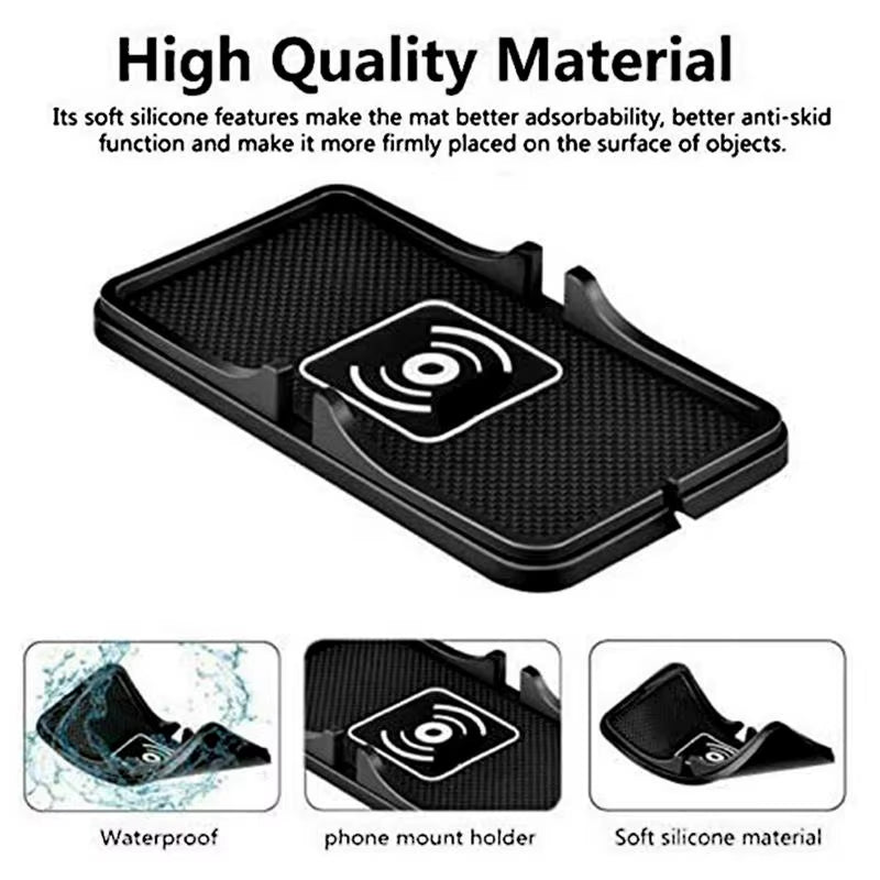 Wireless Car Charger Wireless Phone Charger Mat for Auto Cordless Phone Charger Non-Slip Cell Phone Charger Pad for Car Home