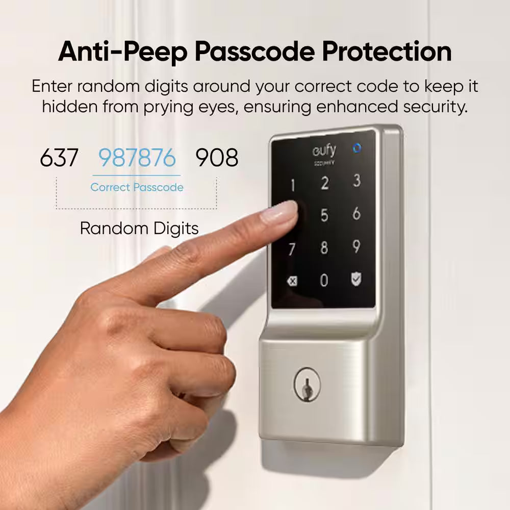 C210 Satin Nickel Smart Lock Wi-Fi with 5-In-1 Ways to Unlock by App, Keypad, Key, Apple Watch and Smart Assistants