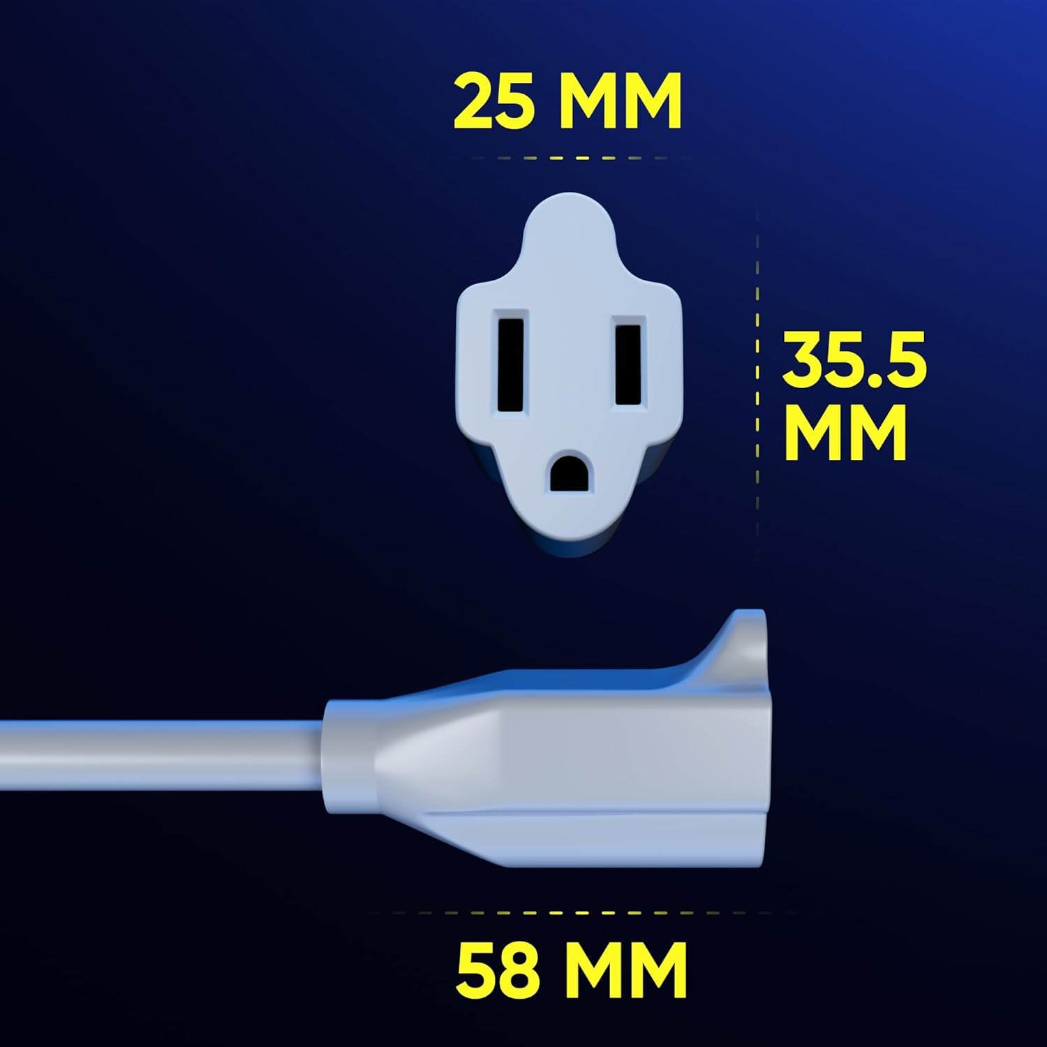 Extension Cord 1 Foot White Flat Plug, 360° Rotating Short Power Cord Single Outlet, Indoor 16 Gauge 3 Prong Grounded Wire UL Certified (1Ft White)