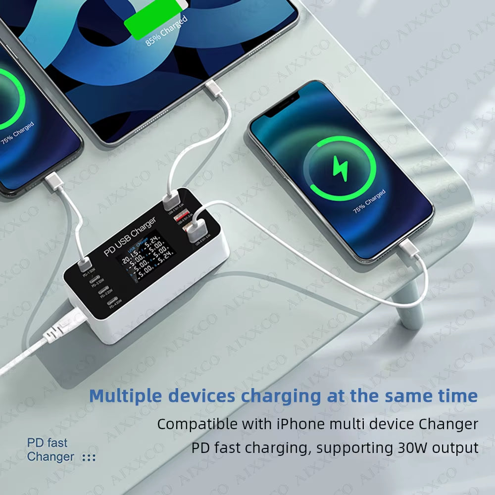 65W PD Charger Fast Charger for Laptop Tablet Iphone 15 14 Type C Charger with 2.4A USB Phone Charger
