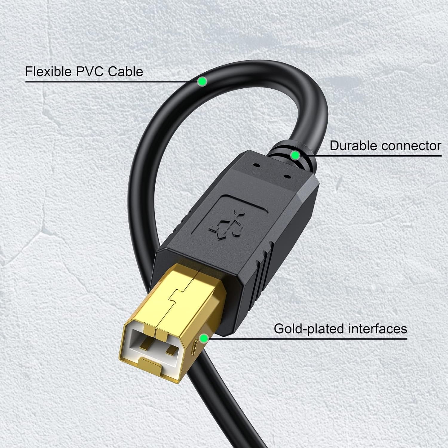 Printer Cable 25 FT - USB a to USB B Printer Cable Compatible with HP, Canon, Brother, Dell, Epson and More