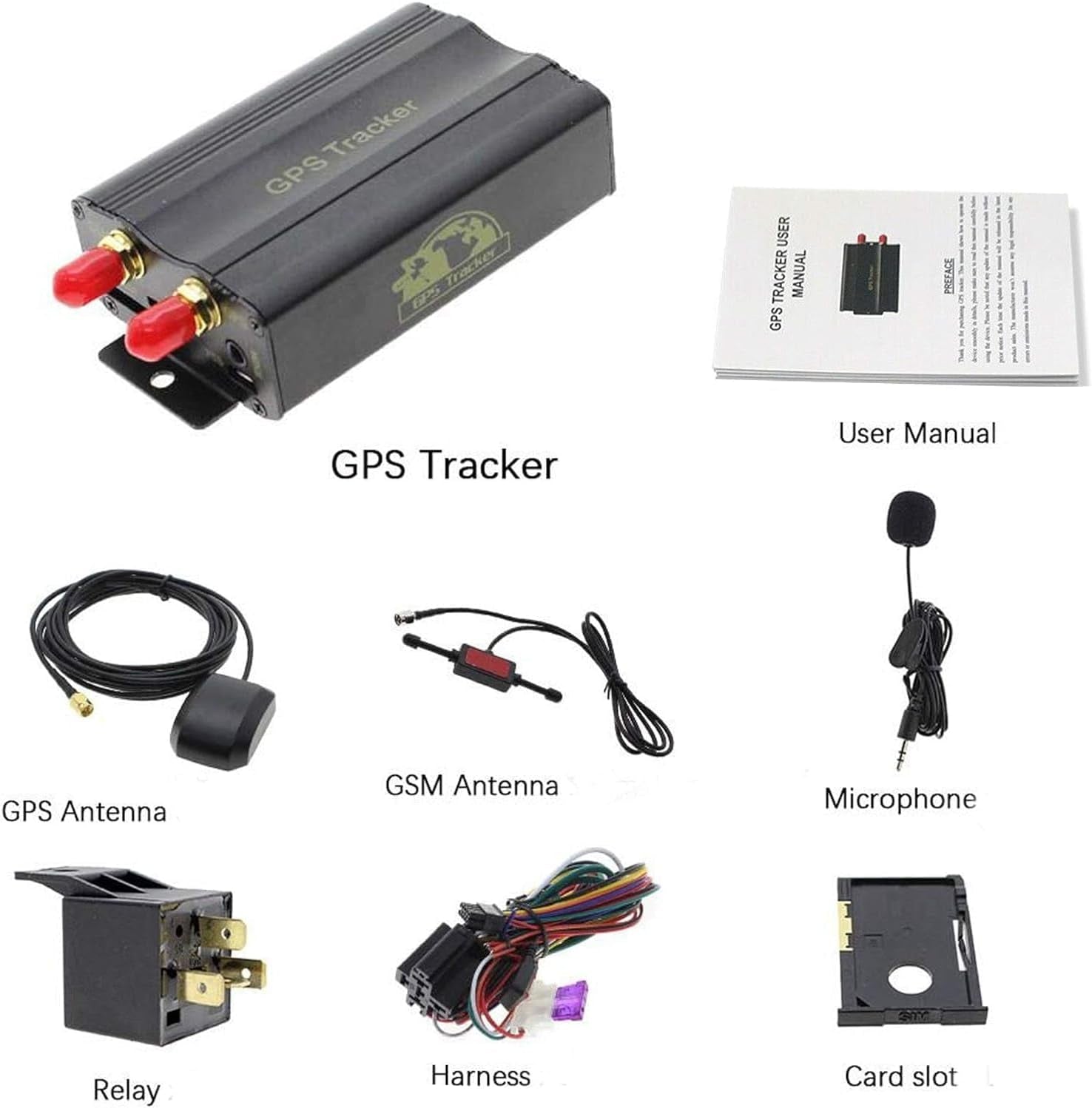 Vehicle Car GPS Tracker TK103A, GSM Alarm SD Card Slot Anti-Theft Realtime Spy for GSM GPRS GPS System Tracking Device