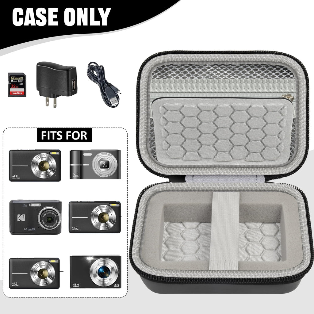 Camera Case Compatible with Kids Digital Camera and Accessories for Travel - Black