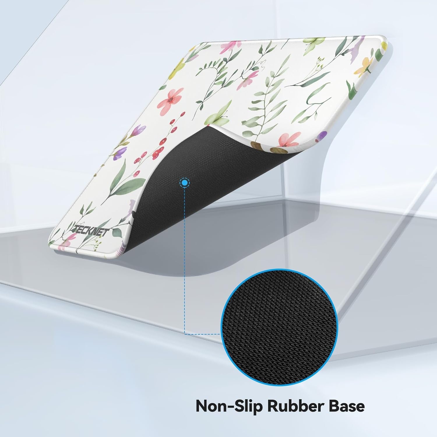 Mouse Pad with Anti-Fray Stitching, Waterproof Surface & Non-Slip Rubber Base with Stitched Edges Gaming Mouse Mat for Laptop，Compatible with Laser and Optical Mice - Flower