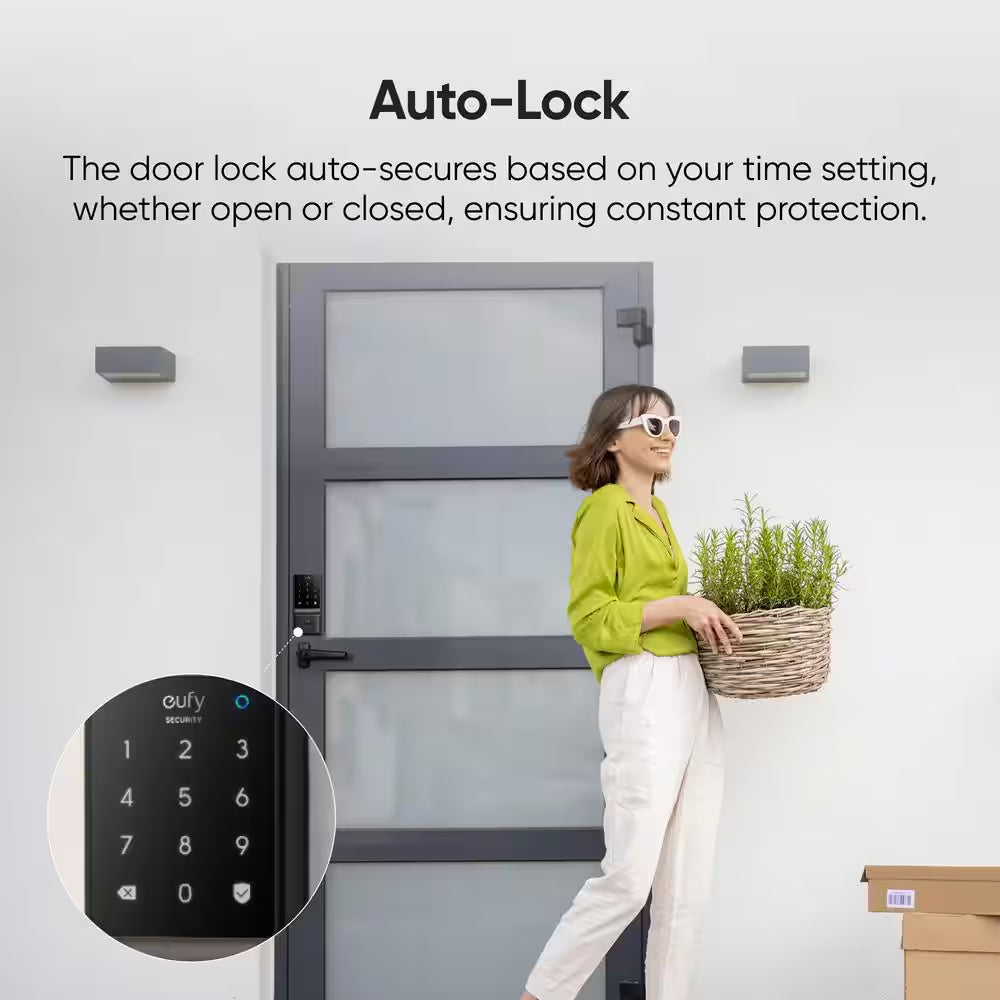 C210 Black Smart Lock Wi-Fi with 5-In-1 Ways to Unlock by Mobile App, Keypad, Key, Apple Watch and Smart Assistants