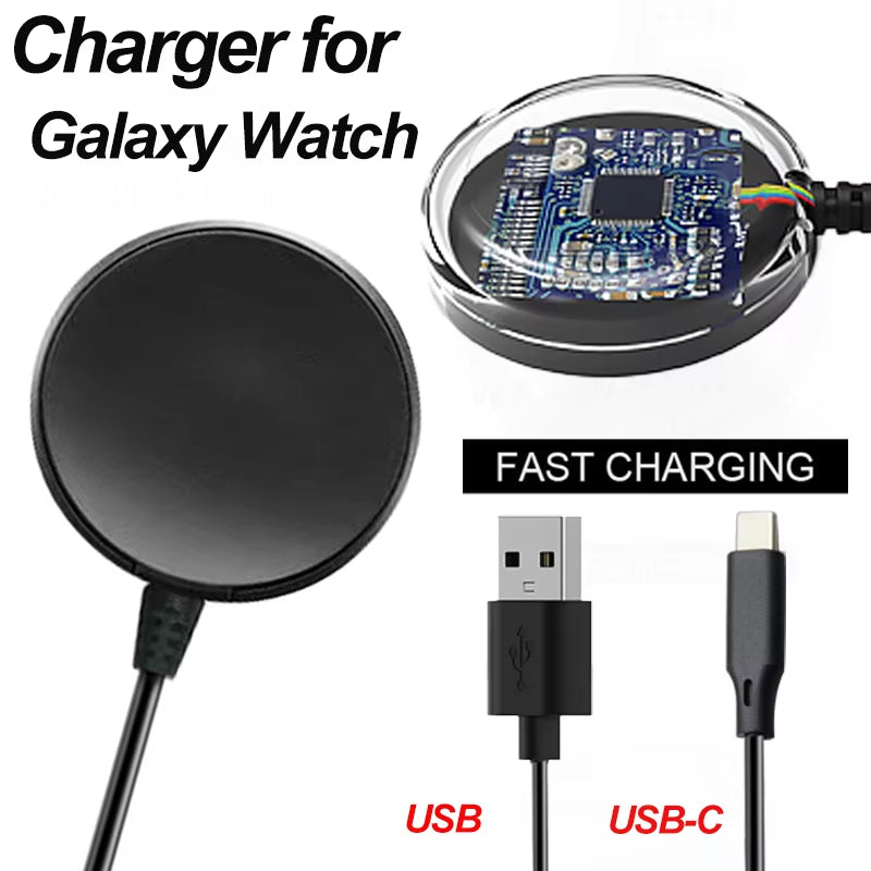 For Samsung Galaxy Watch 8/7/6 Classic/5/5 Pro/4 Classic Charger USB-C Type C Charger Smart Watch Charger Replacement Charger